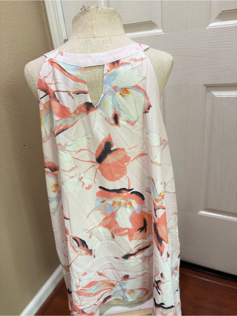 NWT Hayden Los Angeles Floral Halter Keyhole Dress Peach Blue Boho 2XL